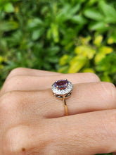 Load image into Gallery viewer, 1668: Vintage: 9ct Gold Lilac Amethyst Diamonds Cluster Ring- petite, sparkling, a fine example

