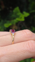 Load image into Gallery viewer, 2540- Vintage: 9ct Gold Purple Amethyst Diamonds Trilogy Ring
