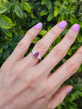 Load image into Gallery viewer, 0936: Vintage: Platinum Marquise Cut Rich Red Ruby Diamonds Trefoil Set Ring-Very Special
