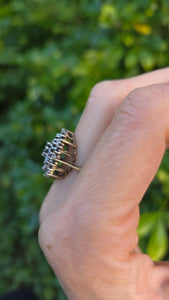 Vintage Statement 30 Blue Sapphires Diamonds Cocktail Cluster Ring