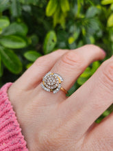 Load image into Gallery viewer, 1011: Vintage: 9ct Gold Champagne &amp; White Diamonds Cocktail Ring- sparkling beauty
