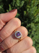 Load image into Gallery viewer, 2087: Vintage: 9ct Gold lilac Amethyst Natural Diamonds Dress Ring
