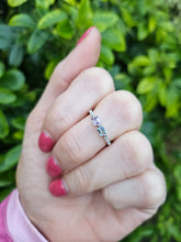 Load image into Gallery viewer, 0258: Vintage: 9ct White Gold Topaz. Amethyst, Diamonds Stacker Ring- petite and sparkling
