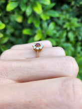 Load image into Gallery viewer, 0300: Vintage: 18ct Gold Rich Red Ruby 8 Diamonds (0.4ct) Daisy Ring- superb, sparkling, beauty
