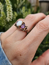 Load image into Gallery viewer, 1362: Vintage: 9ct Gold White Opal Lilac Amethysts Cocktail Ring- From 1974
