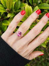 Load image into Gallery viewer, 1330: Vintage: 9ct Gold Pink Topaz, Glacier Topaz, Diamonds Ring- Barbie beauty,
