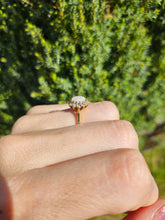 Load image into Gallery viewer, 1513: Vintage: 18ct Gold White Opal Diamonds (0.3ct) Floral Cluster Ring- From 1978
