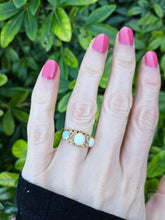 Load image into Gallery viewer, 0574: Vintage: 18ct Gold Vivid White Opals Diamonds Ring- Date-Mark 1945
