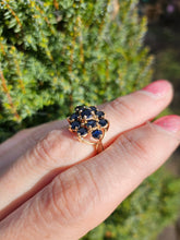 Load image into Gallery viewer, 1527: Vintage: 9ct Australian Blue Sapphire Cluster Ring- From 1979
