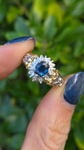 Load image into Gallery viewer, Vintage: 18ct Gold French Blue Sapphire 10 Natural Diamonds Dress Ring- From 1973
