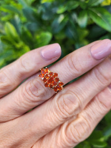 8309: Vintage: Petite 9ct Gold Citrine & Cluster Ring extraordinary cut and colour