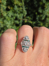 Load image into Gallery viewer, 6166: Antique: 18ct Gold Art Deco Emerald Diamonds Panel Ring
