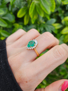 0911: Vintage: Exceptional 18ct Gold Emerald (1.25ct) Diamonds (0.56ct) Ring- Lush