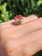 Cargar imagen en el visor de la galería, 1956: Vintage; 9ct Gold Barbie Pink Topaz Diamonds Cocktail Ring- Pink statement stone
