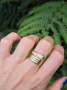 1868: Vintage: Statement 18ct Gold Natural Diamonds (0.63ct) Snake Ring- Large finger size