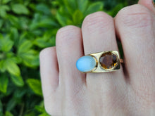 Load image into Gallery viewer, 0509: Vintage Exceptional 9ct Gold Moonstone Citrine Ring- rare, iconic
