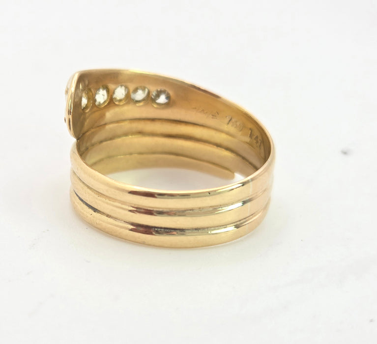 6441 Vintage: Statement 18ct Gold Natural Diamonds (0.63ct) Snake Ring