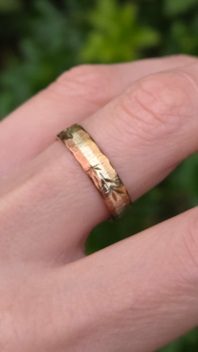 Vintage: 9ct Three-Colour Gold Russian-Inspired Wedding Band — From 1993