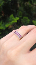 Load image into Gallery viewer, 2458 Vintage: 9ct Gold Rubies White Sapphires Tiered Ring
