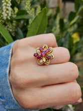 Load image into Gallery viewer, 1508: Vintage: 14ct Gold Rubies Diamonds Cocktail Cluster Ring - Statement
