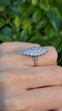 Cargar imagen en el visor de la galería, Vintage: 18ct White Gold Art Deco 12 Natural Diamonds {0.61ct} Navette Set  Ring
