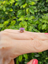 Load image into Gallery viewer, 0727: Vintage: Rare 9ct Gold Rectangular Cushion Cut Purple Amethyst 18 Diamonds Cocktail Ring- marvellous&nbsp;
