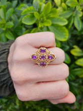 Load image into Gallery viewer, 0409: Vintage: 14ct Gold Purple Amethysts Openwork Set Cocktail Ring
