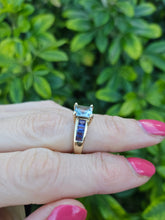 Load image into Gallery viewer, 0536: Vintage: 9ct Gold Blue Aquamarines Blue Iolites Ring- beautifully paired
