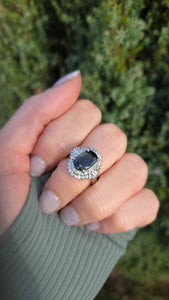 Platinum Green Sapphire (2.11ct) Natural Diamonds (0.69ct) Cluster Ring - Rare