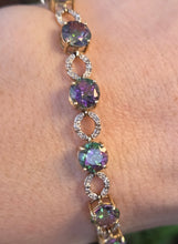 Load image into Gallery viewer, 2744: Vintage &amp; Rare 9ct Gold Caribbean Topaz Diamonds Bracelet (18cm)
