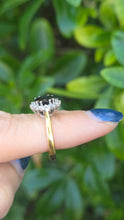 Load image into Gallery viewer, 6206 Vintage: 18ct Gold French Blue Sapphire 14 Diamonds Cluster Ring- From 1990
