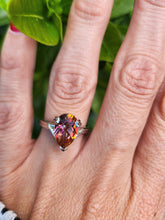 Load image into Gallery viewer, A7665: Vintage: 9ct White Gold Large Pear Cut Mystic Topaz Solitaire- wonderful array of colours
