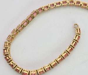 2319: Vintage:: 18ct Gold Padparadscha 39&nbsp; Orange Sapphires (8.19ct) Tennis Bracelet- Exquisite