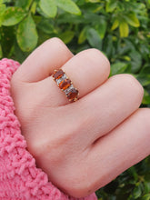 Load image into Gallery viewer, 7128: Antique/Vintage: 18ct Gold Vibrant Orange Citrines Diamonds Ring- superb quality.
