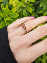 Load image into Gallery viewer, 0252: Vintage: 9ct Gold Fiery Orange Citrines Trilogy Ring- crisp, clean eye candy
