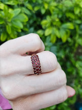 Load image into Gallery viewer, 0726: Vintage: 9ct Gold Tiered Garnets Cluster Ring- lovely colours&nbsp;
