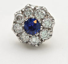 Load image into Gallery viewer, 2360:   Vintage 18ct Gold Cornflower Blue Sapphire Diamonds {1.2ct} Stud Earrings- Divine
