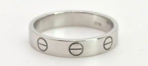 2364: Vintage: Cartier 18ct White Gold Love Ring Size 51- comes with box