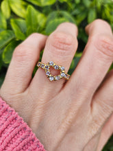 Load image into Gallery viewer, 1032: Vintage: 9ct Gold Violet Blue Tanzanites Heart- Set Ring-
