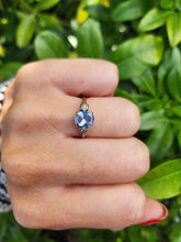 Load image into Gallery viewer, A7716: Vintage; 18ct Gold Platinum Set Blue Aquamarine Twin Diamonds Ring- old and beautiful
