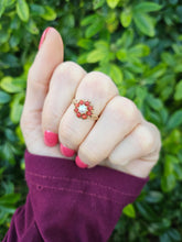 Load image into Gallery viewer, 0477: Vintage: 9ct Gold Pearl Corals Flower Head Ring - Date- Mark 1968
