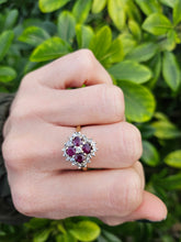 Load image into Gallery viewer, 0419: Vintage: 18ct Gold Rubies Diamonds Geometric Set Cocktail Ring- Date Mark 1977
