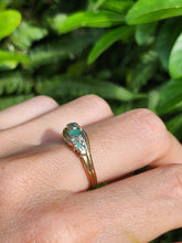 Load image into Gallery viewer, 6113: Vintage: 9ct Gold Emeralds Trilogy Diamonds Dress Ring- seductive&nbsp;
