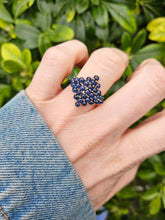 Cargar imagen en el visor de la galería, 1249: Vintage: Iconic 9ct Gold French Blue Sapphires Geometric Cluster Ring
