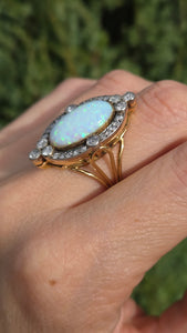 2358 Victorian: 18ct Gold Opal Round Old Cut Diamonds (1.42ct) Cluster Ring