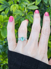 Load image into Gallery viewer, 0715: Vintage 9ct Gold Emerald 26 Baguette Cut Diamonds Dress Ring- exquisite
