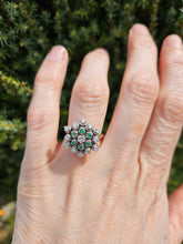 Load image into Gallery viewer, 6015:: Vintage Large:18ct White Gold Diamonds  Emeralds Cluster Ring

