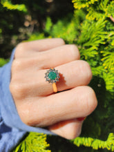Load image into Gallery viewer, 1714 Vintage: 18ct Gold Emerald Diamonds Flowerhead Ring
