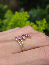 Load image into Gallery viewer, 2349: Vintage; 9ct Gold Abstract Pink Sapphires Statement Ring- LUSH
