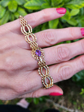 Load image into Gallery viewer, 0089: Vintage 9ct Gold Bracelet with oval cut lilac  amethysts in excellent condition.
